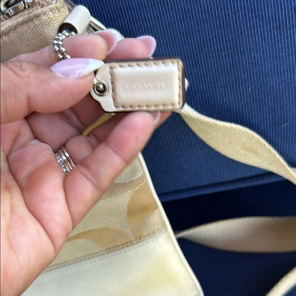 Coach Tan and Cream Signature Crossbody Bag